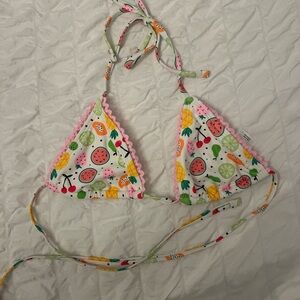 wild fable White Bikini Bottom with Pink Trim and Multicolor Fruit Print